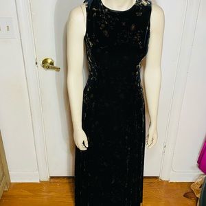 90s Velvet Long Burnout Flower Dress Sz 4